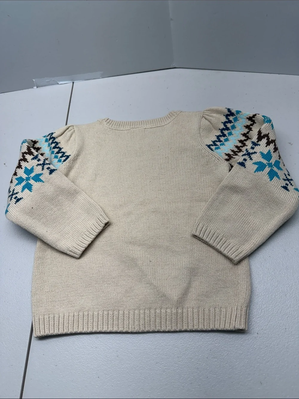 Gymboree Cream Fair Isle Polar Bear Knit Sweater with Teal Accents. NWT